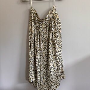 Vintage Yellow and Gray Flower Midi Skirt 14P